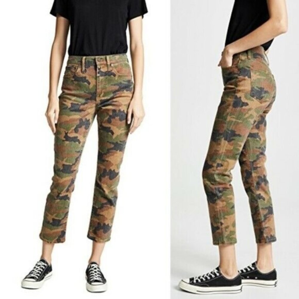 Madewell High Rise Slim Boyjean Camouflage NWT‎